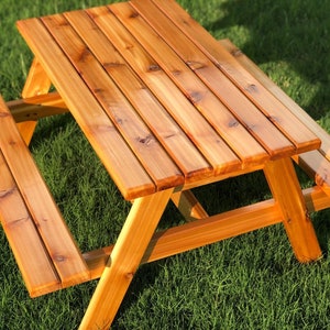 Hand Crafted Kids Cedar Picnic Table New and Improved image 1