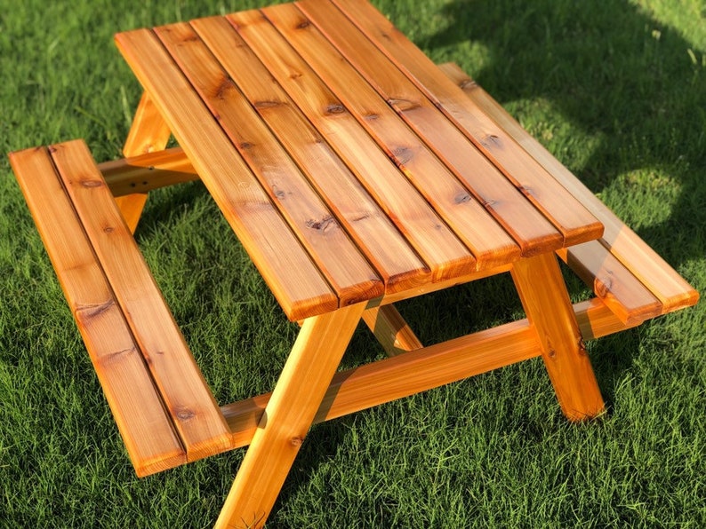 Hand Crafted Kids Cedar Picnic Table New and Improved image 1