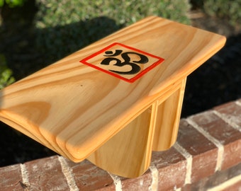 Hand Made Natural Pi Meditation Bench with Hand Painted OM symbol