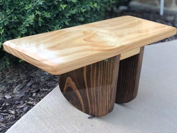 Natural Pi Meditation Bench With Kona Stain Legs Etsy