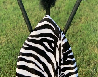 Hand Made Zebra Print African Spear and Sheild