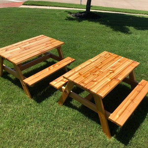 Hand Crafted Kids Cedar Picnic Table New and Improved image 7