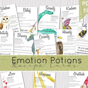 Receptkaarten emotiedrankje | 12 recepten voor toverdrankjes | DIGITALE DOWNLOAD