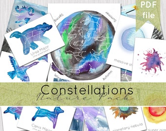 Constellations Nature Pack | Watercolour Nature Journaling | Home school Curriculum | DIGITAL DOWNLOAD