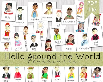 Hello Around the World Flashcards | Multicultural Language Resources | DIGITAL DOWNLOAD