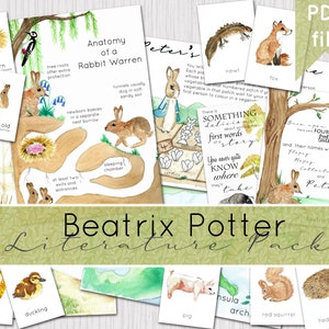 Beatrix Potter Literature Studie Paket |  Beatrix Potter Zitate | Peter Rabbit Grundschule Printables