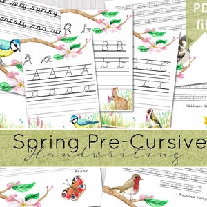 Spring Pre Cursive Handwriting Bundle | Charlotte Mason Style Hand Illustrated Poetry Copy Work | DIGITAL DOWNLOAD