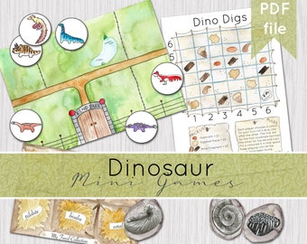 Dinosaur Mini Games | 3 Printable Games | DIGITAL DOWNLOAD