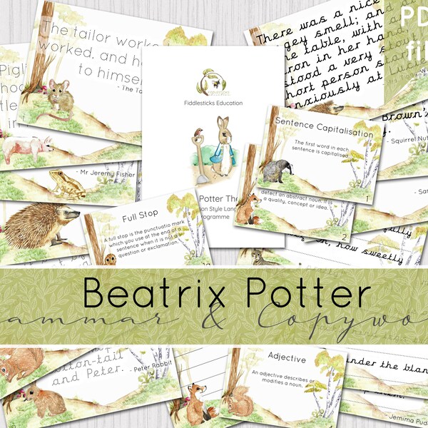 Programma di arti linguistiche in stile Charlotte Mason a tema Beatrix Potter / Curriculum di scrittura a mano e grammatica / DOWNLOAD IMMEDIATO