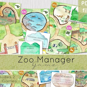 Zoo-Manager Druckbares Spiel | Drucken und Kartenspiel spielen | DIGITALER DOWNLOAD