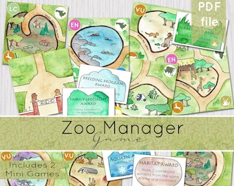 Zoo Manager Printable Game | Print and Play Card Game | DIGITAL DOWNLOAD