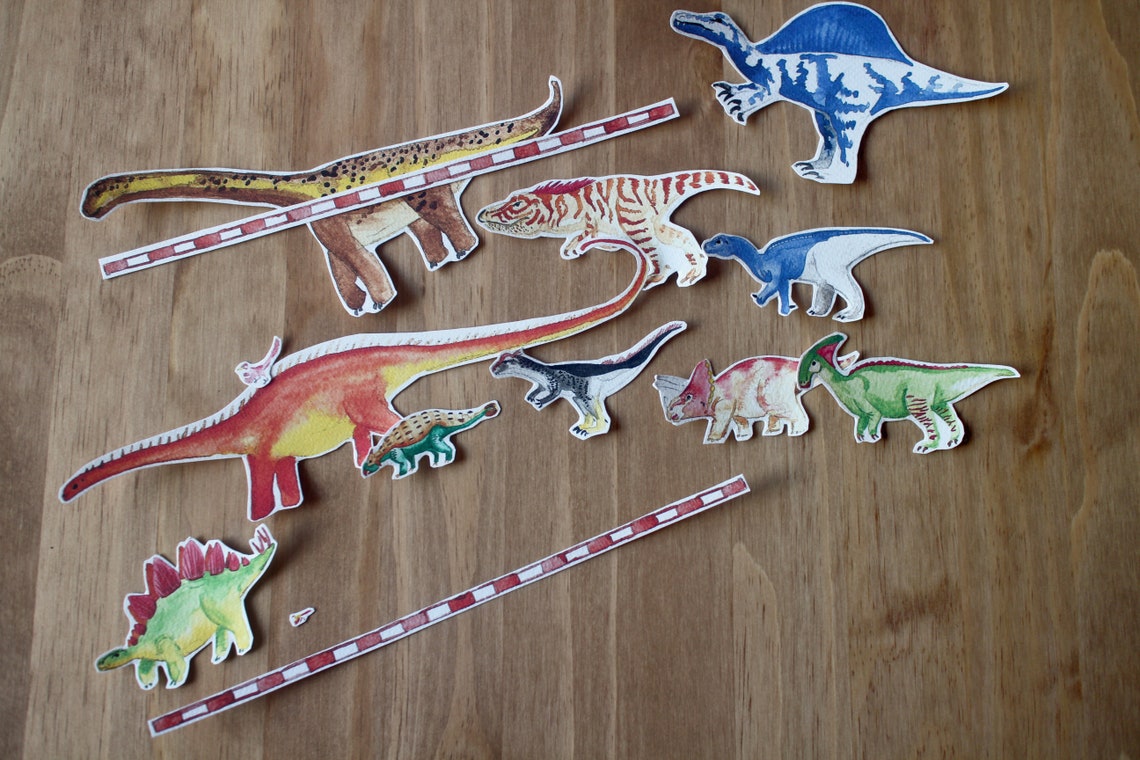 Dinosaur Measuring Printable Activity Watercolour Dinosaurs | Etsy
