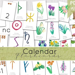 Calendar Flashcards Pack | Wildflower & Season Cards | DIGITAL DOWNLOAD