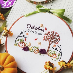 October // Rest in the Lord Embroidery Pattern