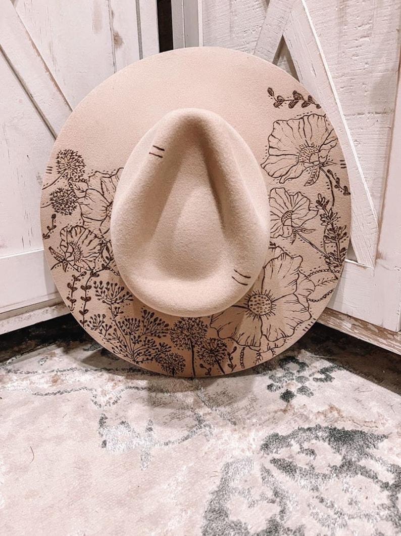 Willow Handcrafted Burned Felt Hat. Wildflower Wedding. Etsy