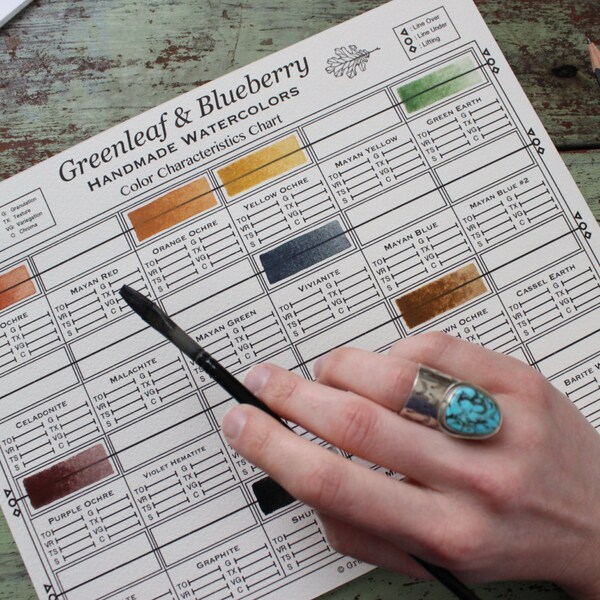 PRINTABLE Greenleaf & Blueberry Blank Color Characteristics Chart, print and paint your own color characteristics chart, *Digital File* JPEG