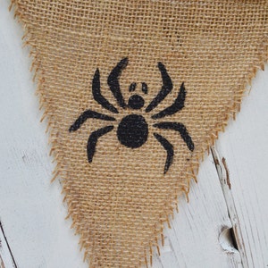 SPIDER Burlap Banner, Flag, Bunting, Pennant...Photo Prop...Halloween/Fall Decoration...Home Decoration, Photo Prop, Holiday Decor image 3