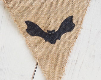 BAT Burlap Banner, Flag, Bunting, Pennant...Photo Prop...Halloween/Fall Decoration...Home Decoration, Photo Prop, Holiday Decor