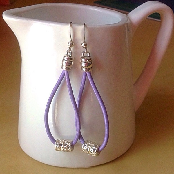 Purple or Teal Leather Earrings-Awareness-Epilepsy-Lupus-Alzheimers-Ovarian Cancers