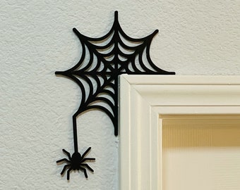 Halloween spider and web corner decor