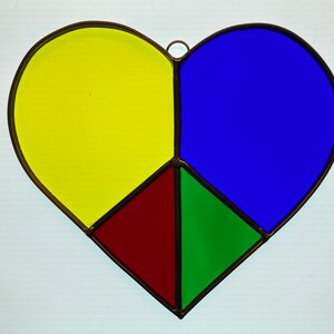 Stained Glass Heart Peace Sign