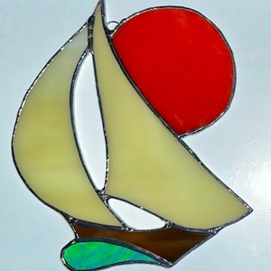 Stained Glass Sailboat Suncatcher A