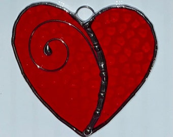 Stained Glass Split Heart Suncatcher