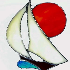 Stained Glass Sailboat Suncatcher B