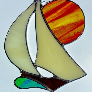 Stained Glass Sailboat Suncatcher C