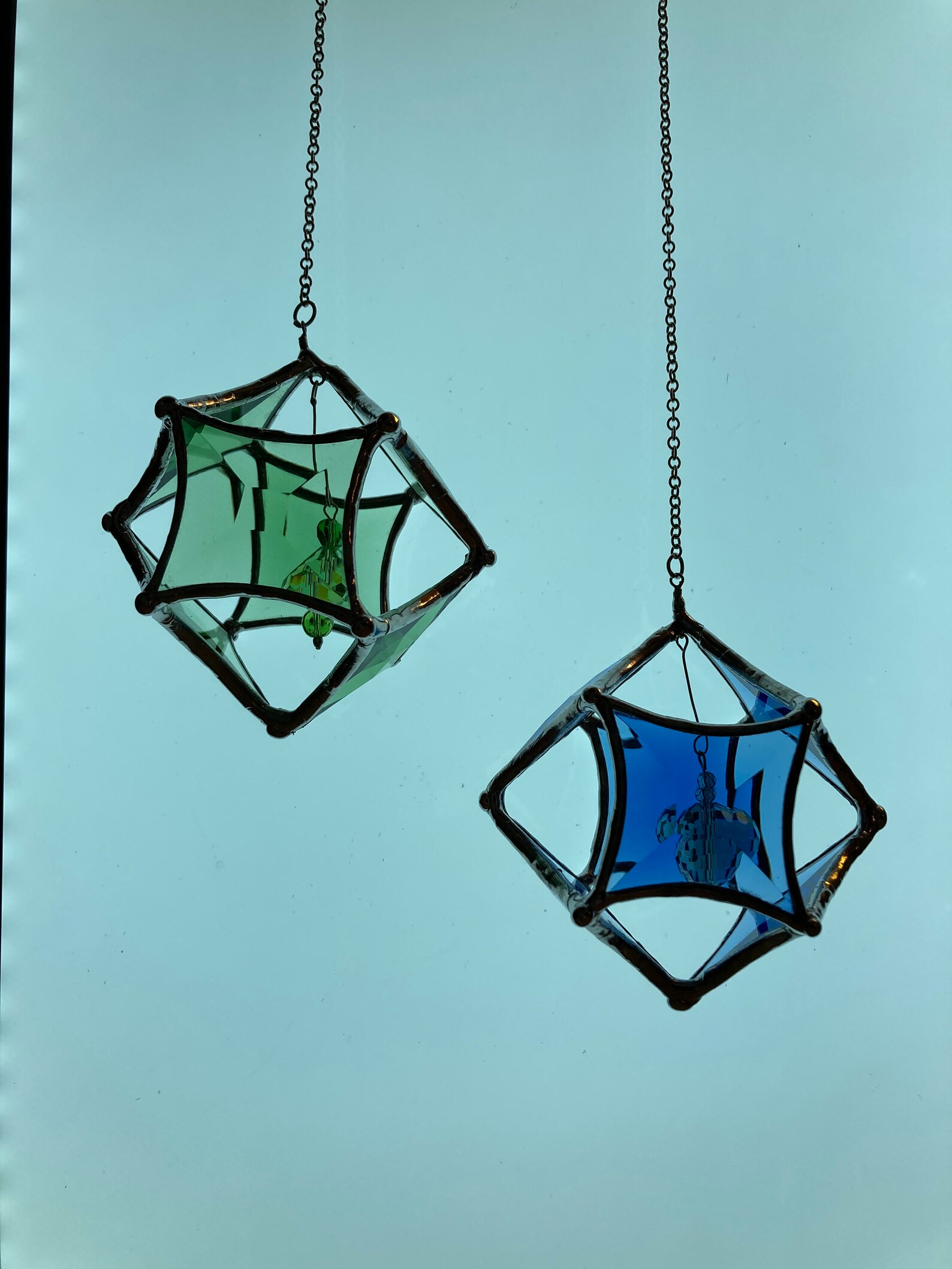 Stained Glass Beveled 3D Concave Orb Suncatcher Etsy