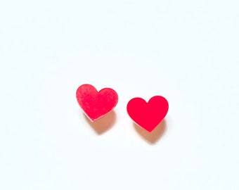 Red heart acrylic earring with hypoallergenic posts. Valentine’s Day earring jewelry.