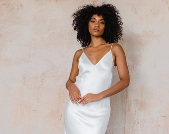 Satin modern wedding dress, minimalist slip style wedding dress, simple wedding dress, style BRONTE