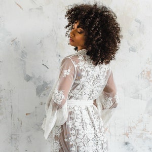 Ready to Ship, Boho Lace Kimono Robe, Luxury Brides Lace Robe, Lace ...