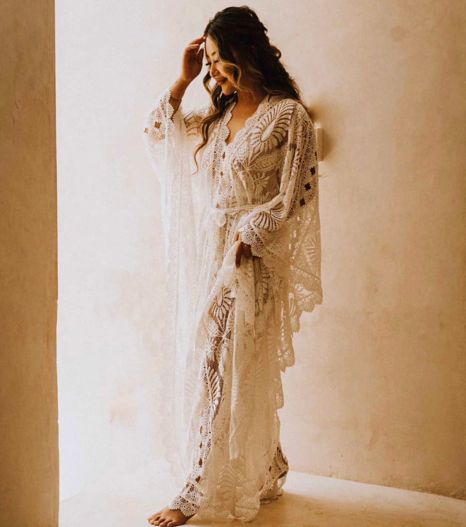 white lace kaftan
