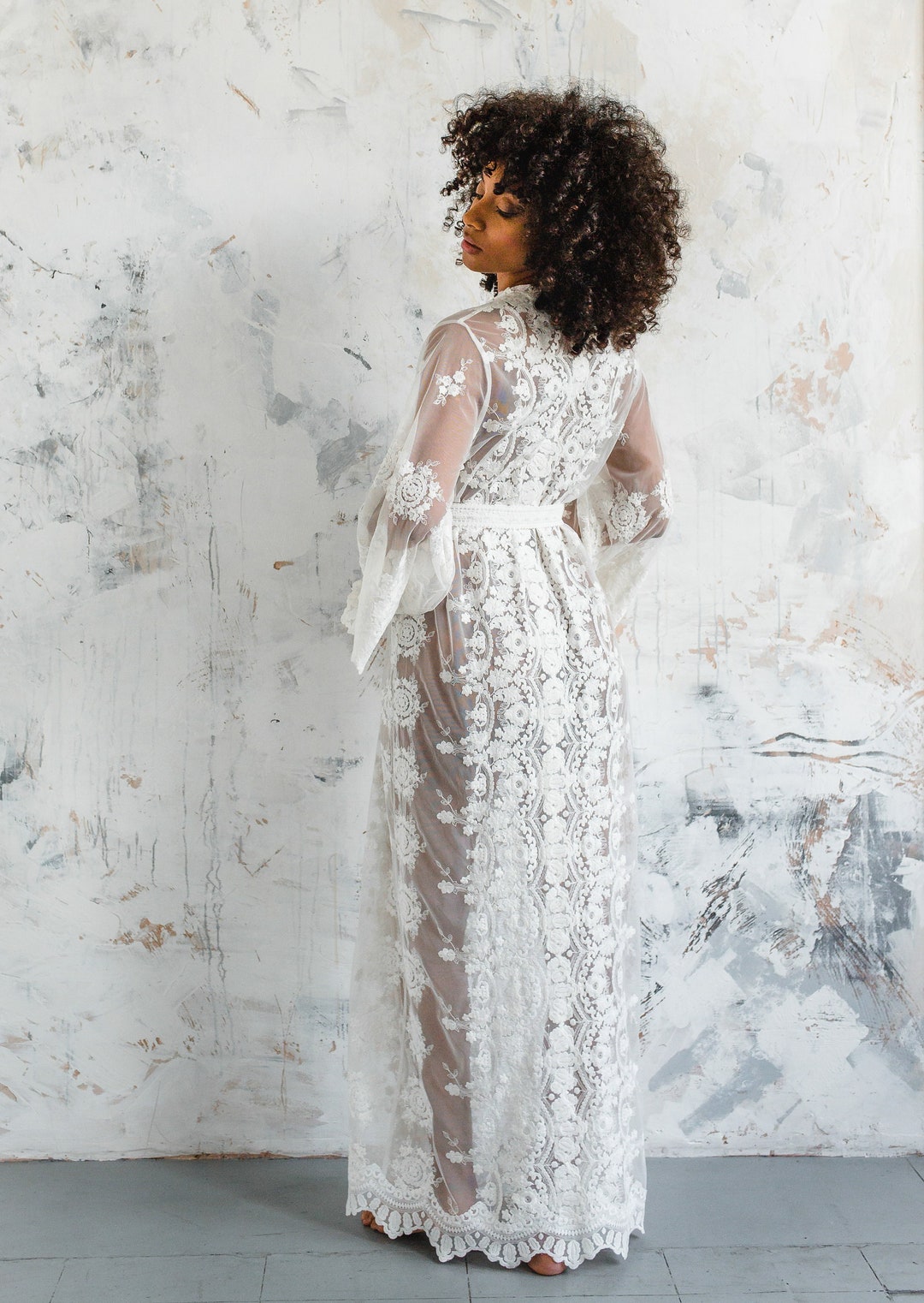Ready to Ship, Boho Lace Kimono Robe, Luxury Brides Lace Robe, Lace ...