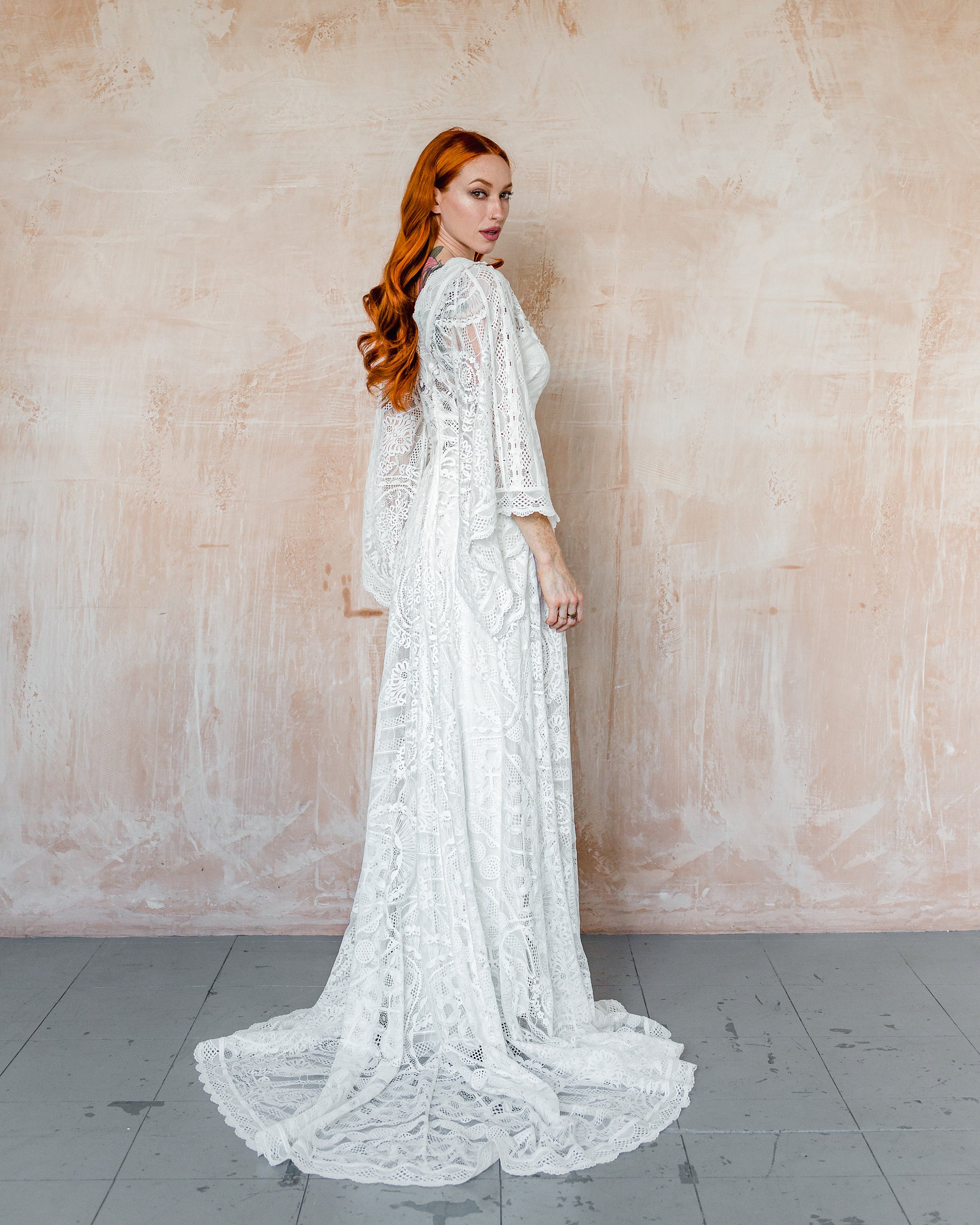 Kimono sleeve wedding dress hot sale