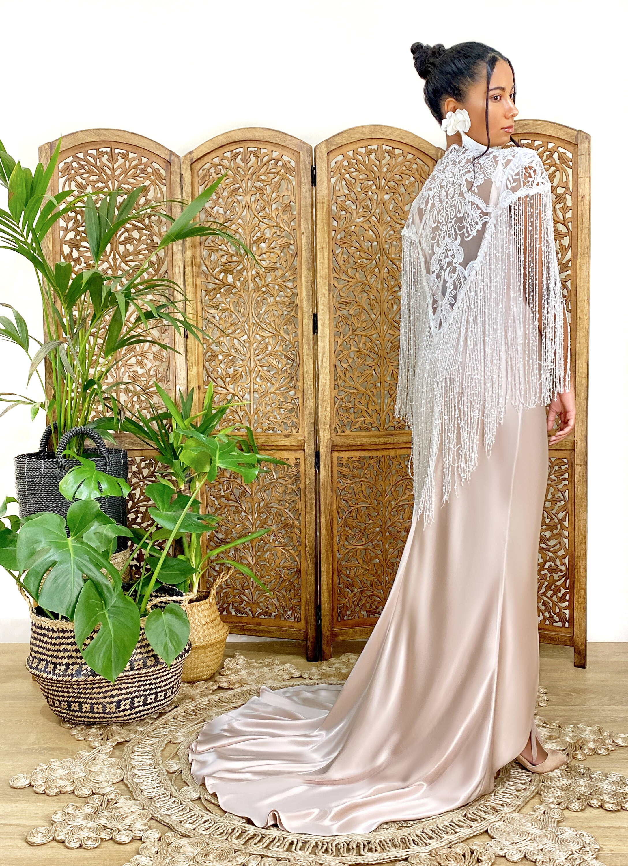 boho bridal cape