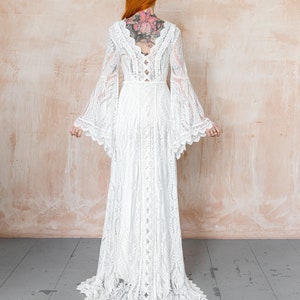 boho wedding dress, simple wedding dress with long sleeves, plus size bridal, wrap long sleeve wedding dress, bibiluxe