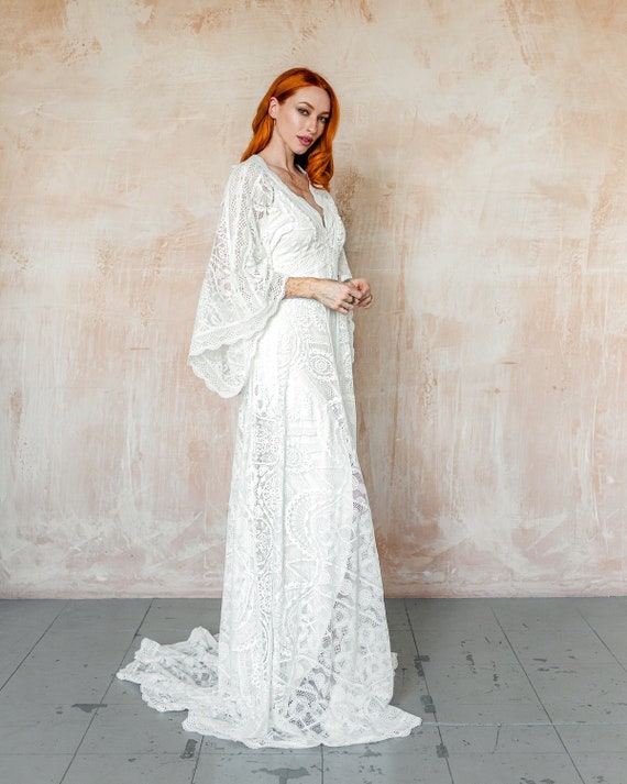 ELPIS Wedding Dress by Pronovias A-line wedding dress A-line wedding dress  with kimono sleeves