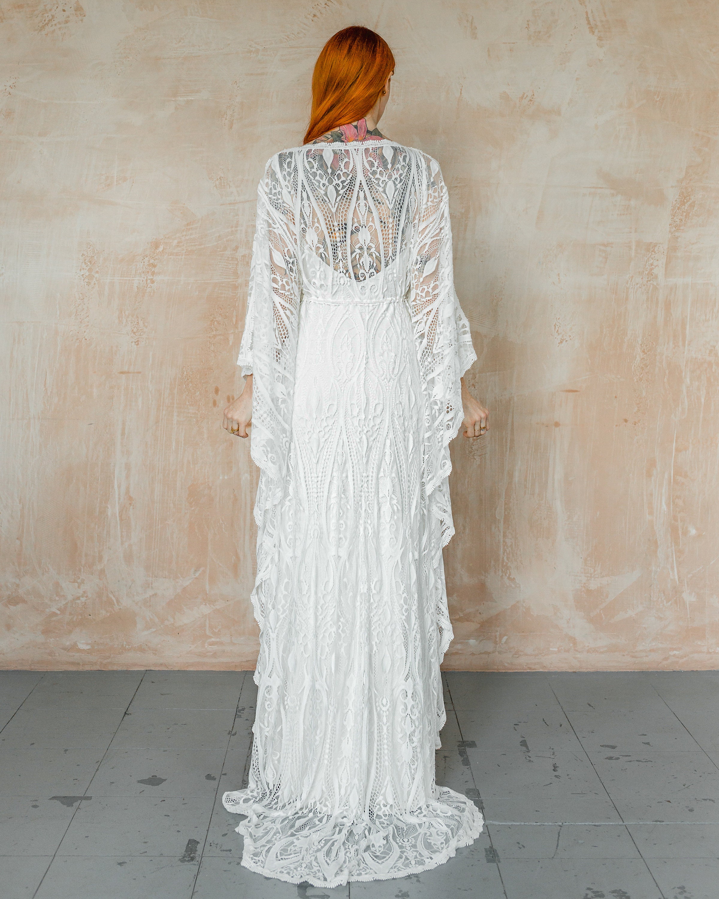 boho kaftan wedding dress White Cotton Linen Goddess Kaftan Dress, Deep V Neck Kaftan Dress
