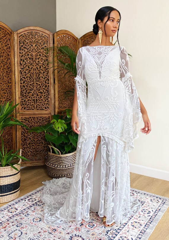 lace kimono wedding dress
