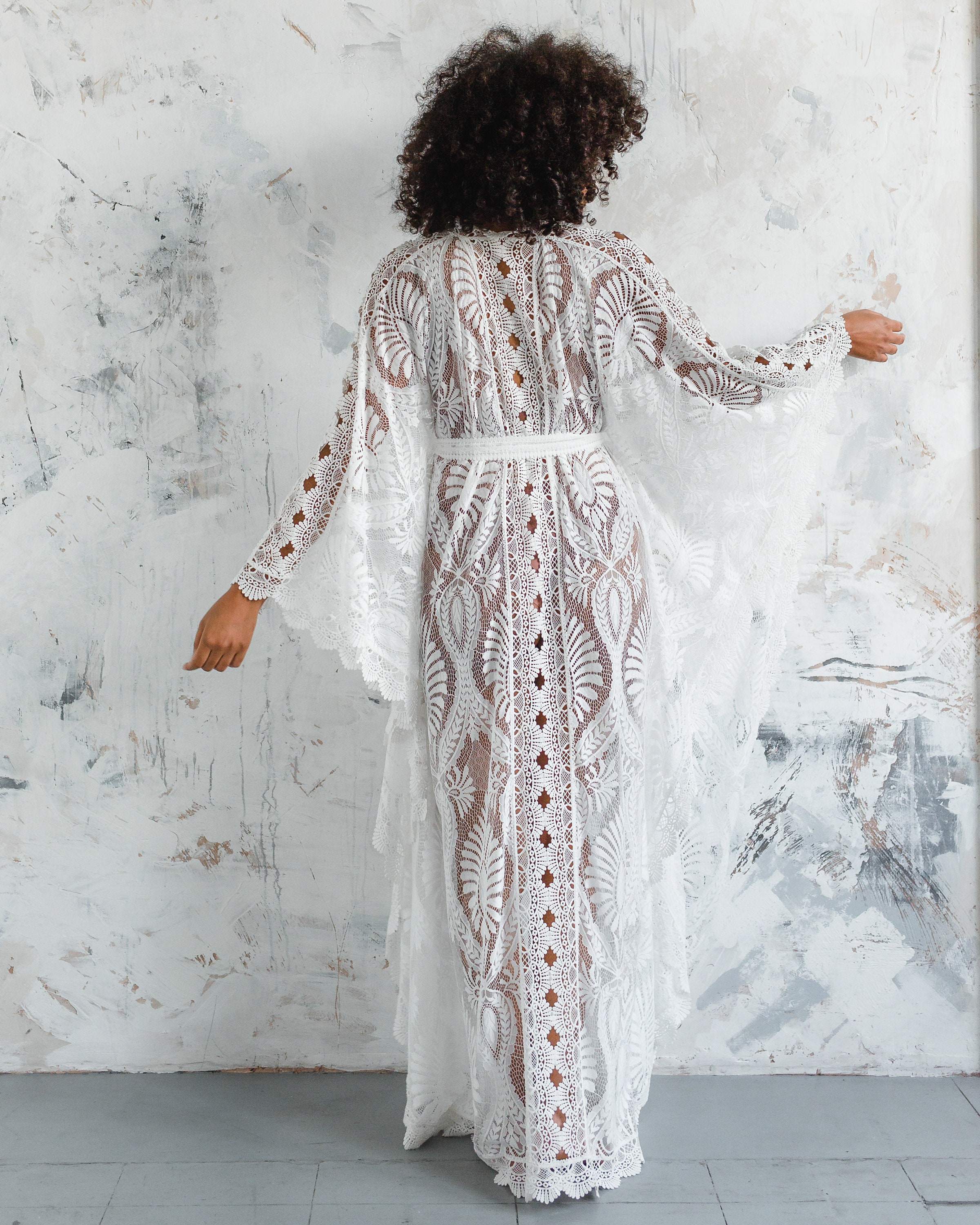 Boho Lace Kaftan Elopement Beach Caftan Maternity Lace Robe - Etsy