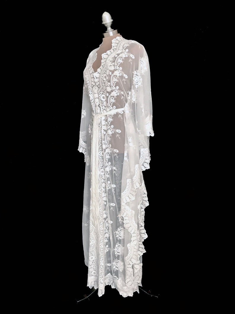 Lace kaftan dress white lace kaftan brides lace robe beach | Etsy