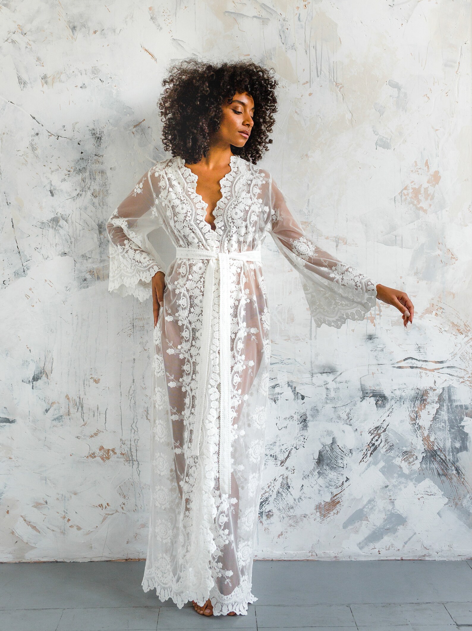 Ready to Ship, Boho Lace Kimono Robe, Luxury Brides Lace Robe, Lace ...