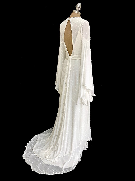 wrap front wedding dress