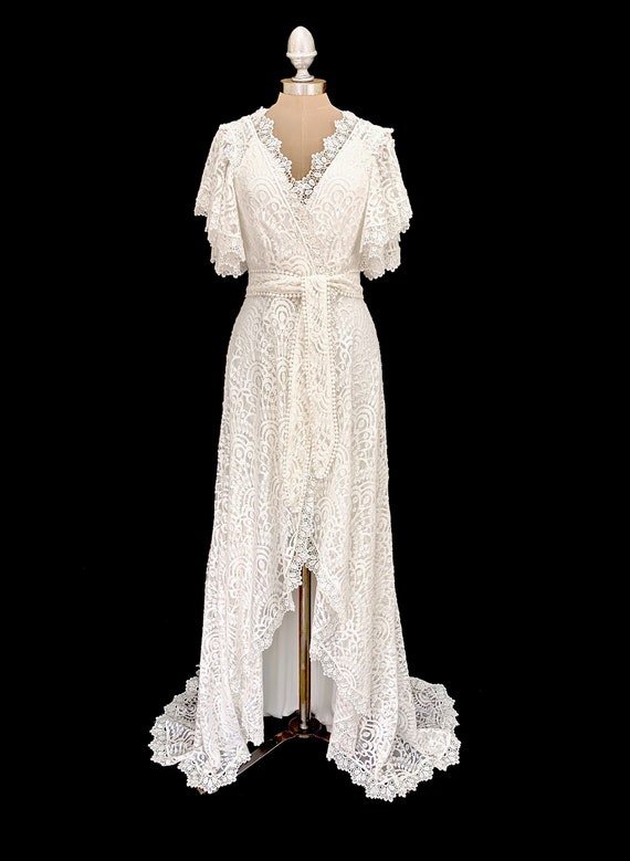 wrap front wedding dress