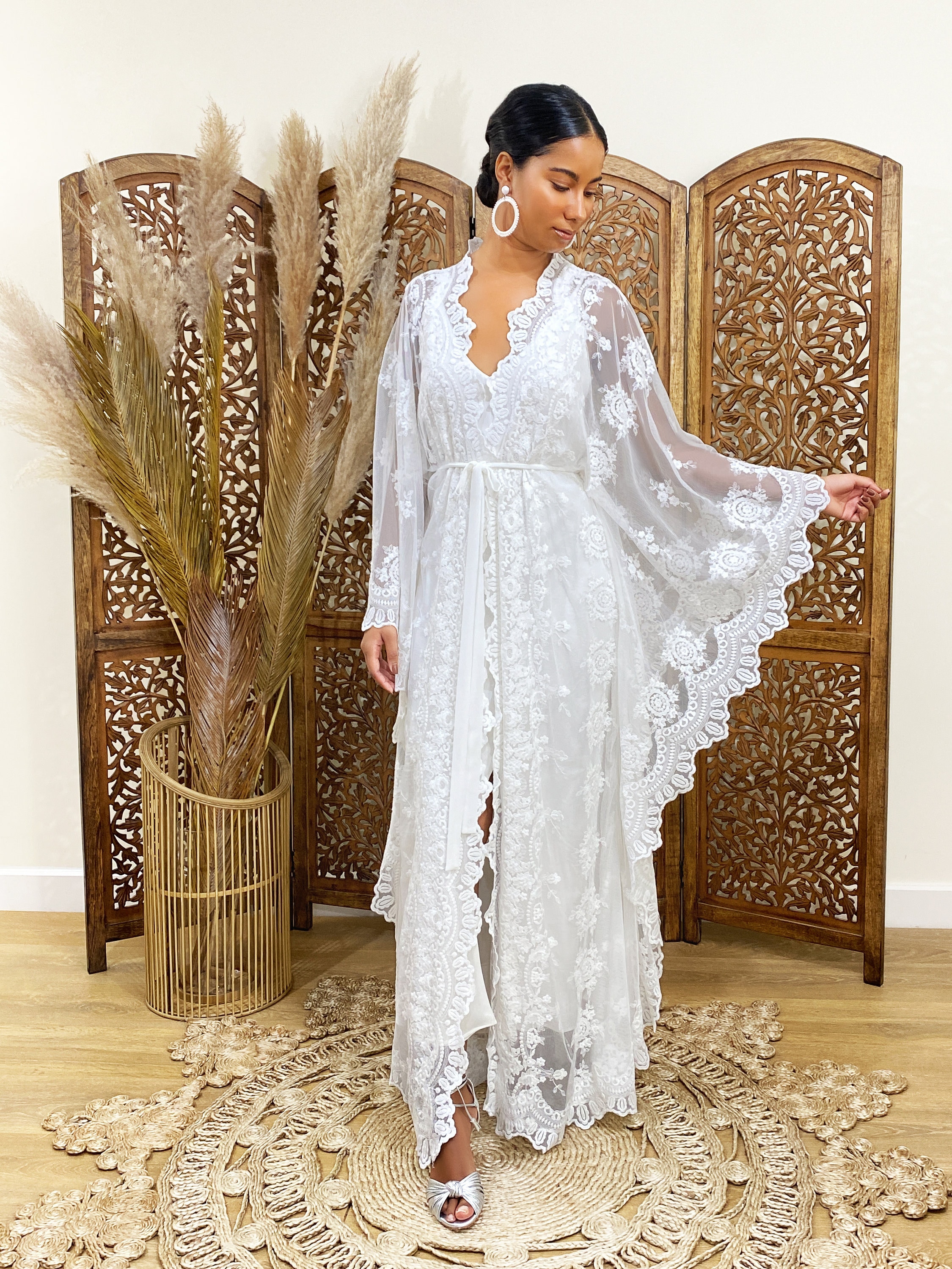 white lace kaftan