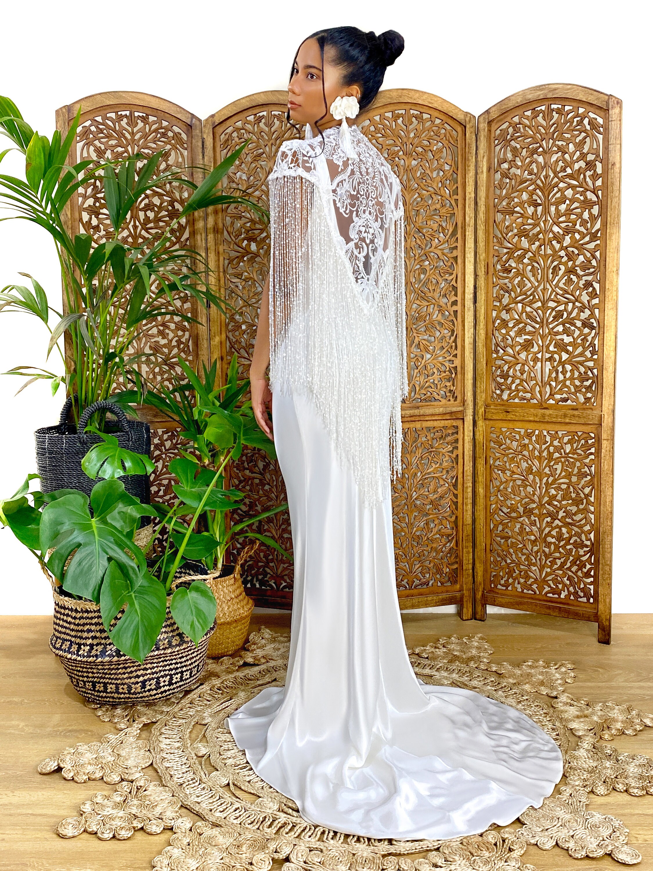 boho bridal cape