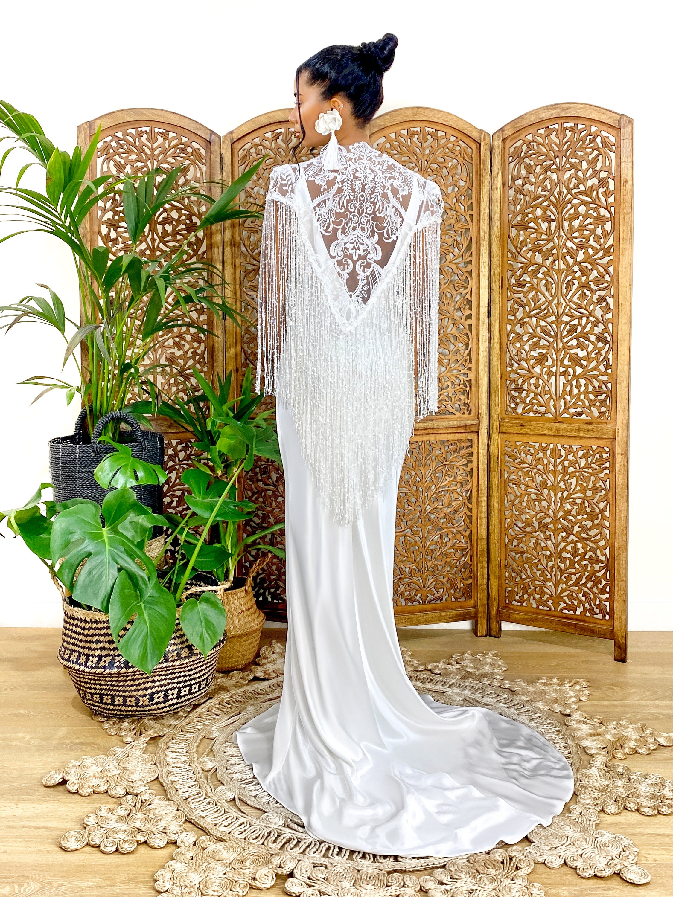 boho bridal cape