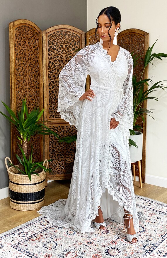 Lace wrap wedding dress Clearance